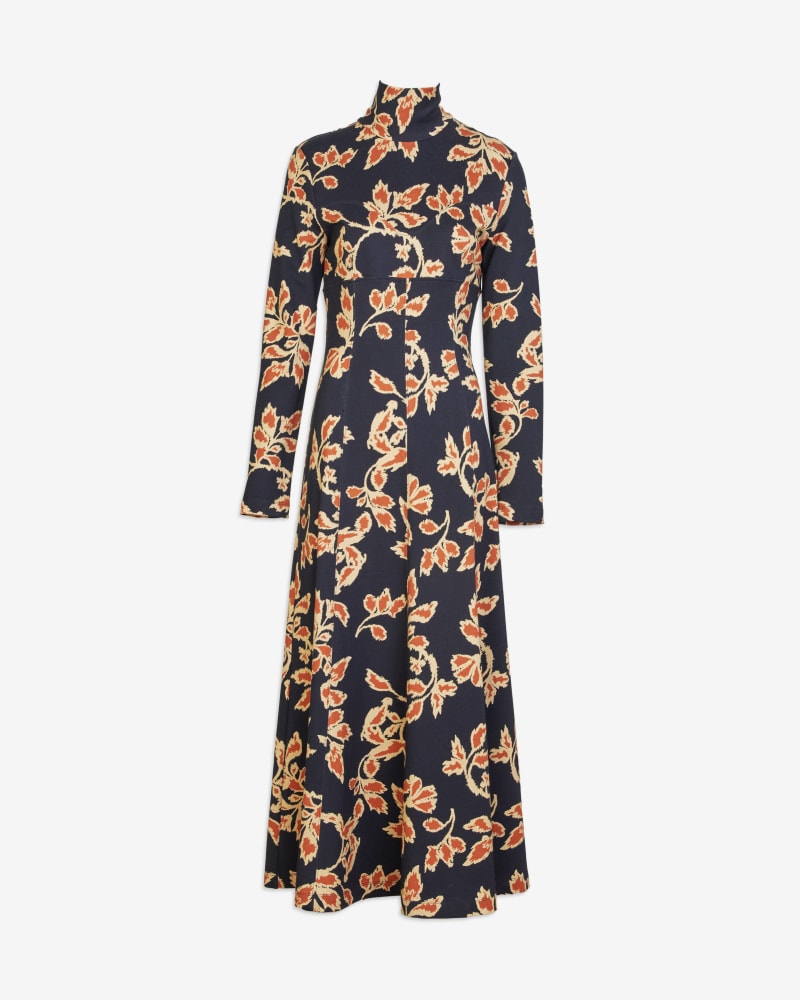 Front of a size XL Thea Dress in Dark Navy Multi by Tanya Taylor. | dia_product_style_image_id:312370